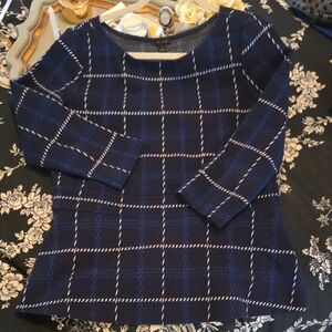 Ann Taylor Blue and White Knit Top Like New